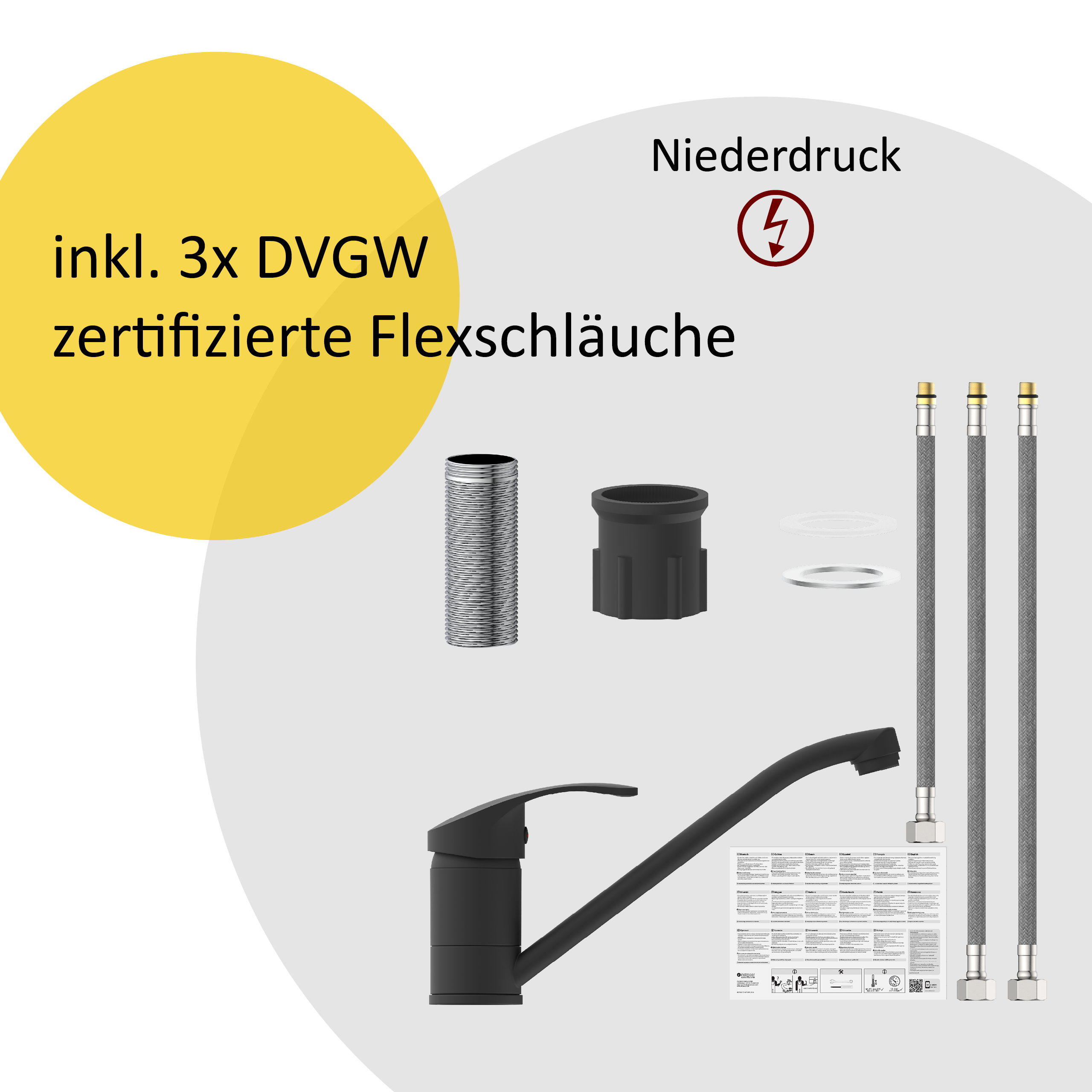 Armatur Spültisch Wasserhahn Küche Küchenarmatur Hochdruck und Niederdruck