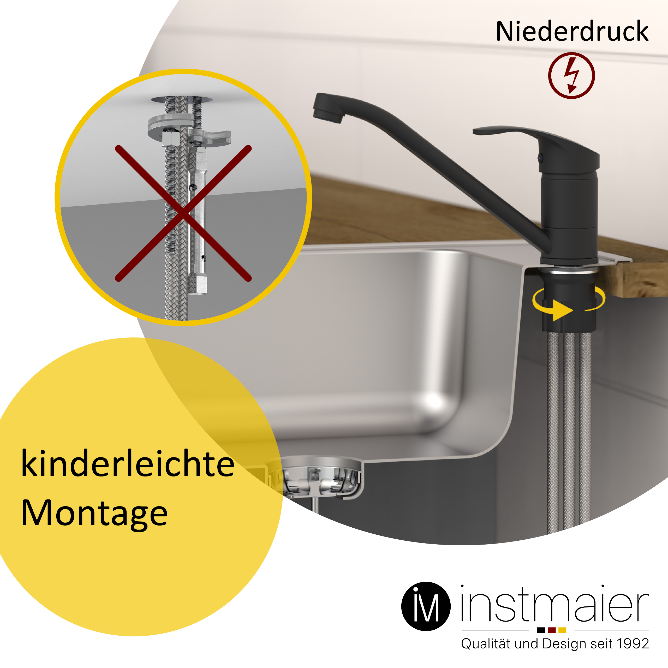 Armatur Spültisch Wasserhahn Küche Küchenarmatur Hochdruck und Niederdruck
