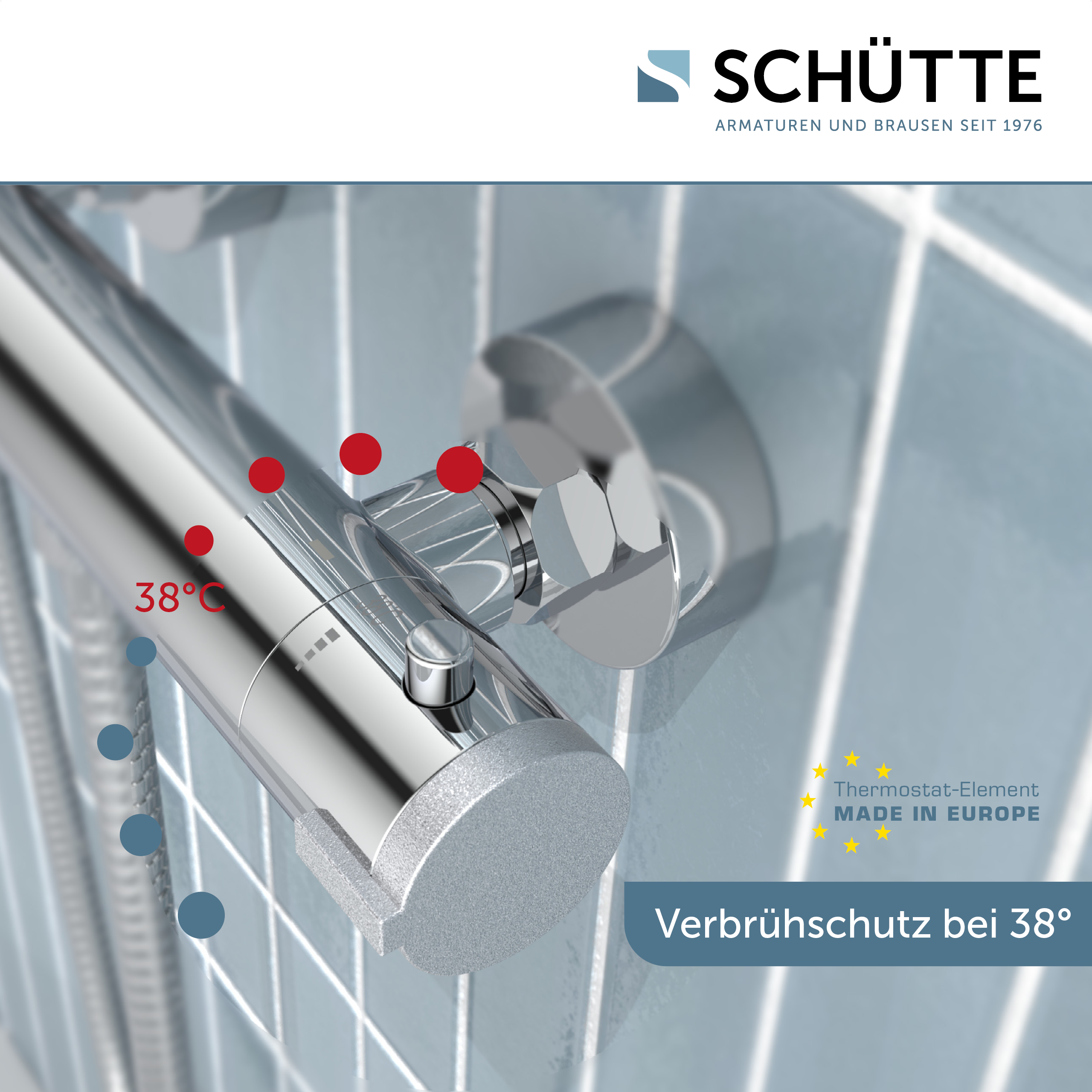 SCHÜTTE Thermostat-Duscharmatur | Duschthermostat | Wasserhahn Dusche | Armatur
