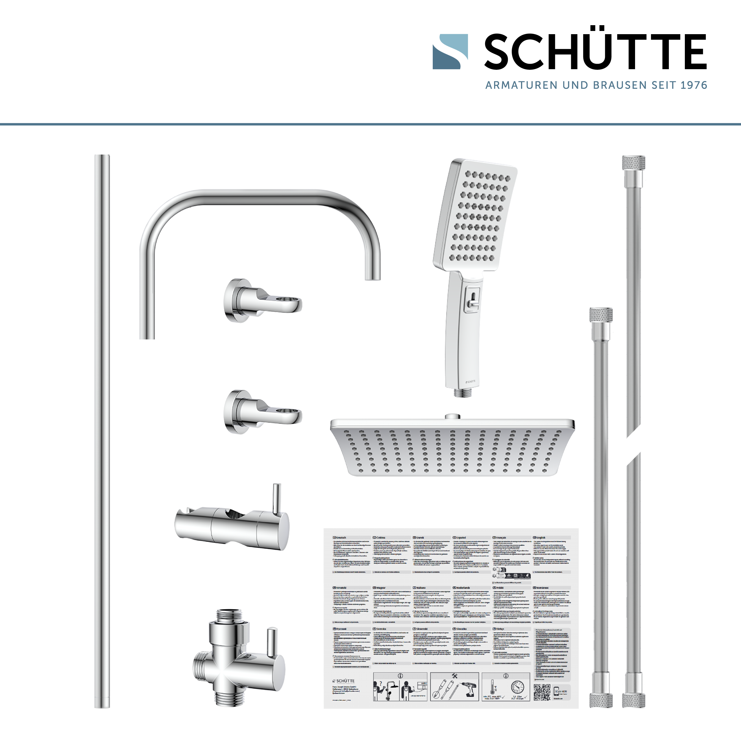 SCHÜTTE Überkopfbrauseset | Regendusche | Duschsystem | Duschset | Schwarz Chrom - Bild 13 von 15