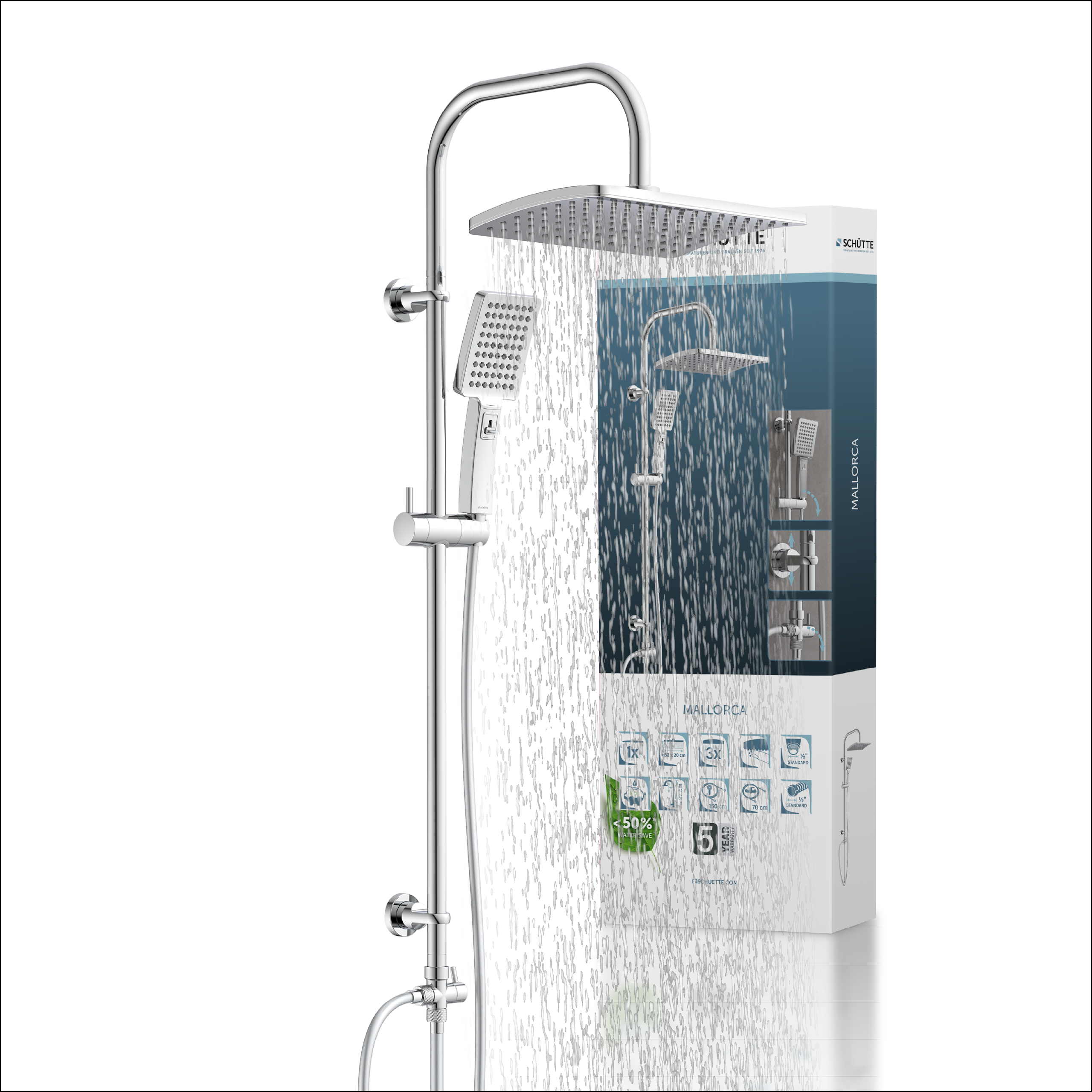 SCHÜTTE Überkopfbrauseset | Regendusche | Duschsystem | Duschset | Schwarz Chrom - Bild 11 von 15