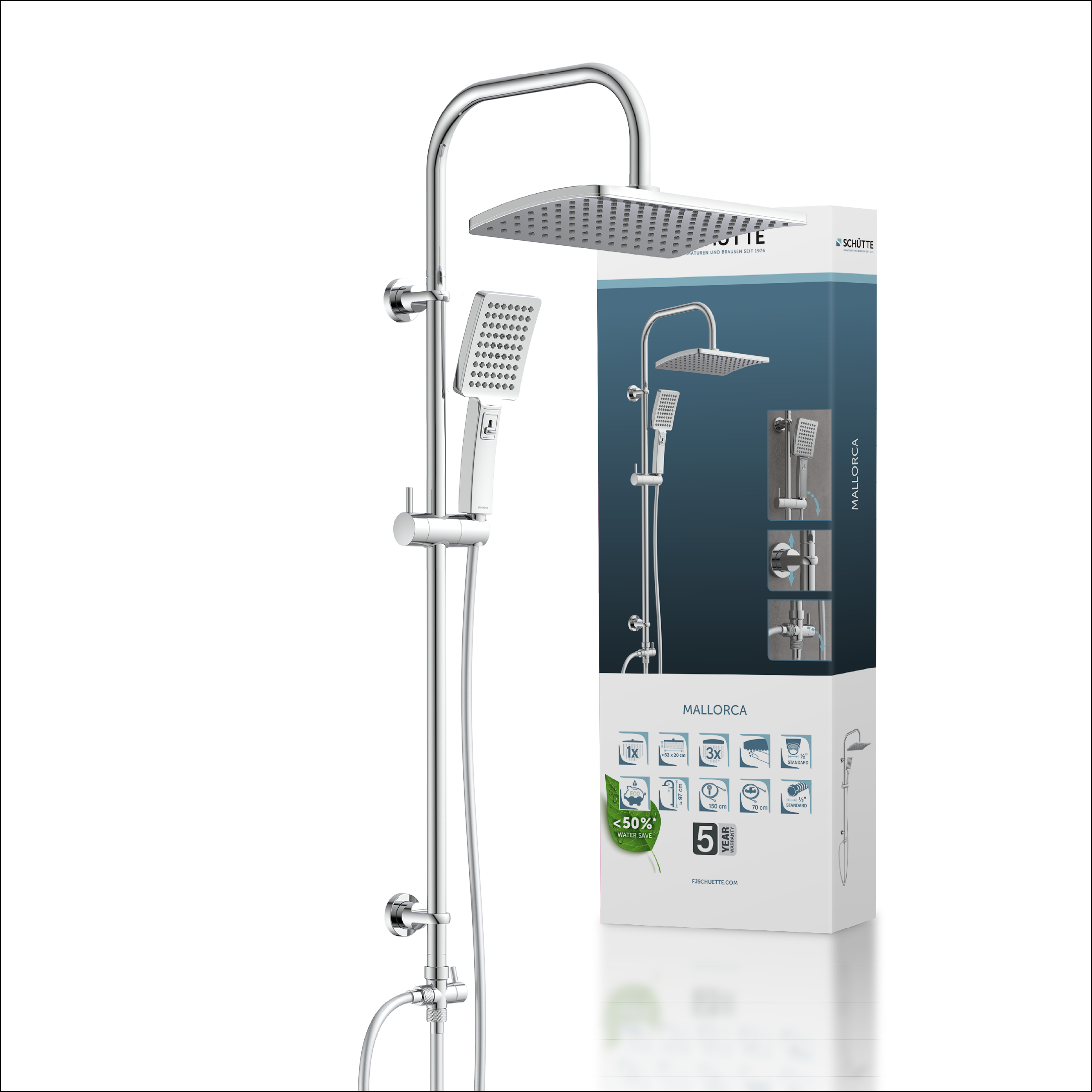 SCHÜTTE Überkopfbrauseset | Regendusche | Duschsystem | Duschset | Schwarz Chrom - Bild 9 von 15