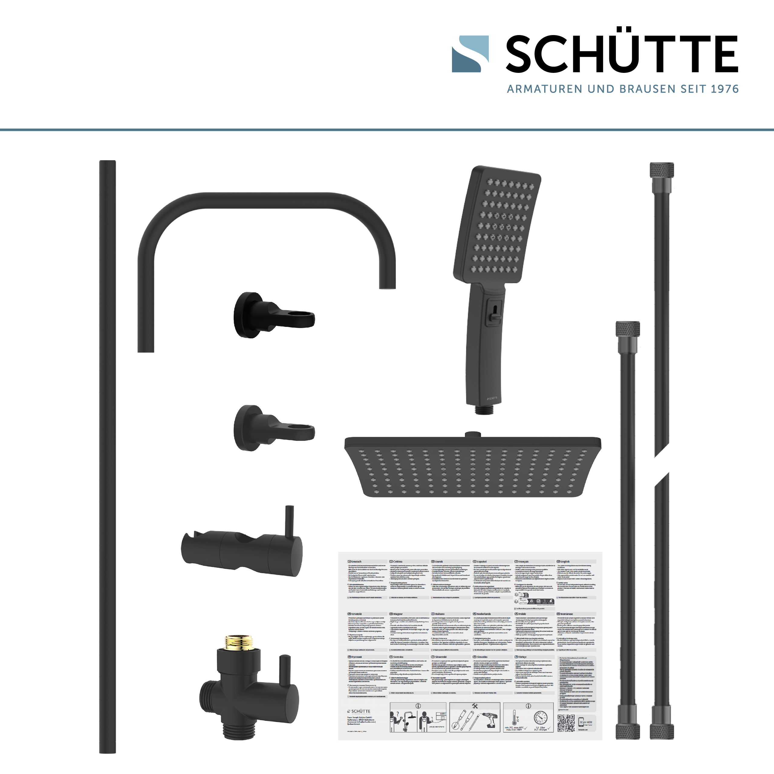SCHÜTTE Überkopfbrauseset | Regendusche | Duschsystem | Duschset | Schwarz Chrom - Bild 6 von 15