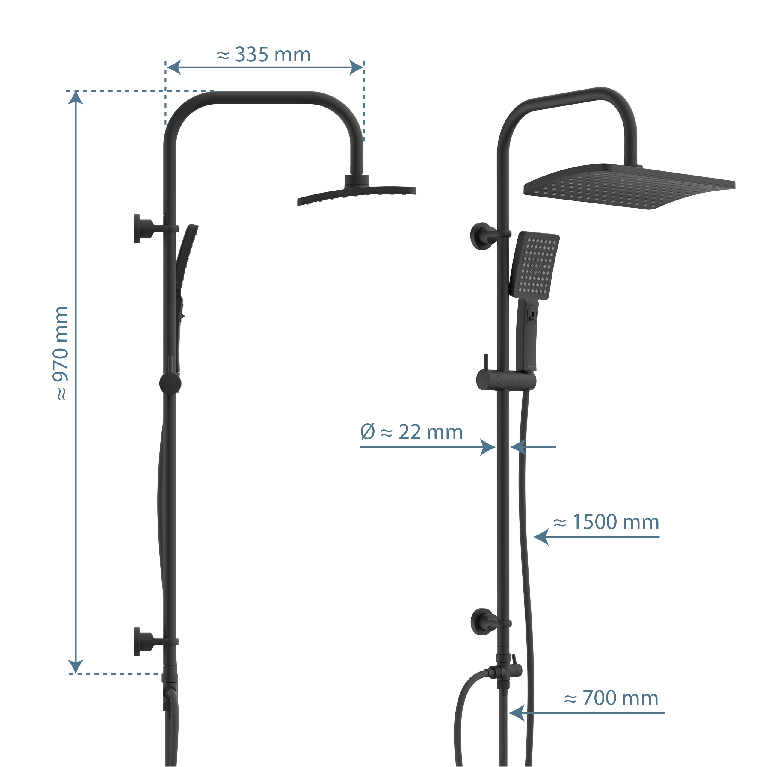 SCHÜTTE Überkopfbrauseset | Regendusche | Duschsystem | Duschset | Schwarz Chrom - Bild 7 von 15