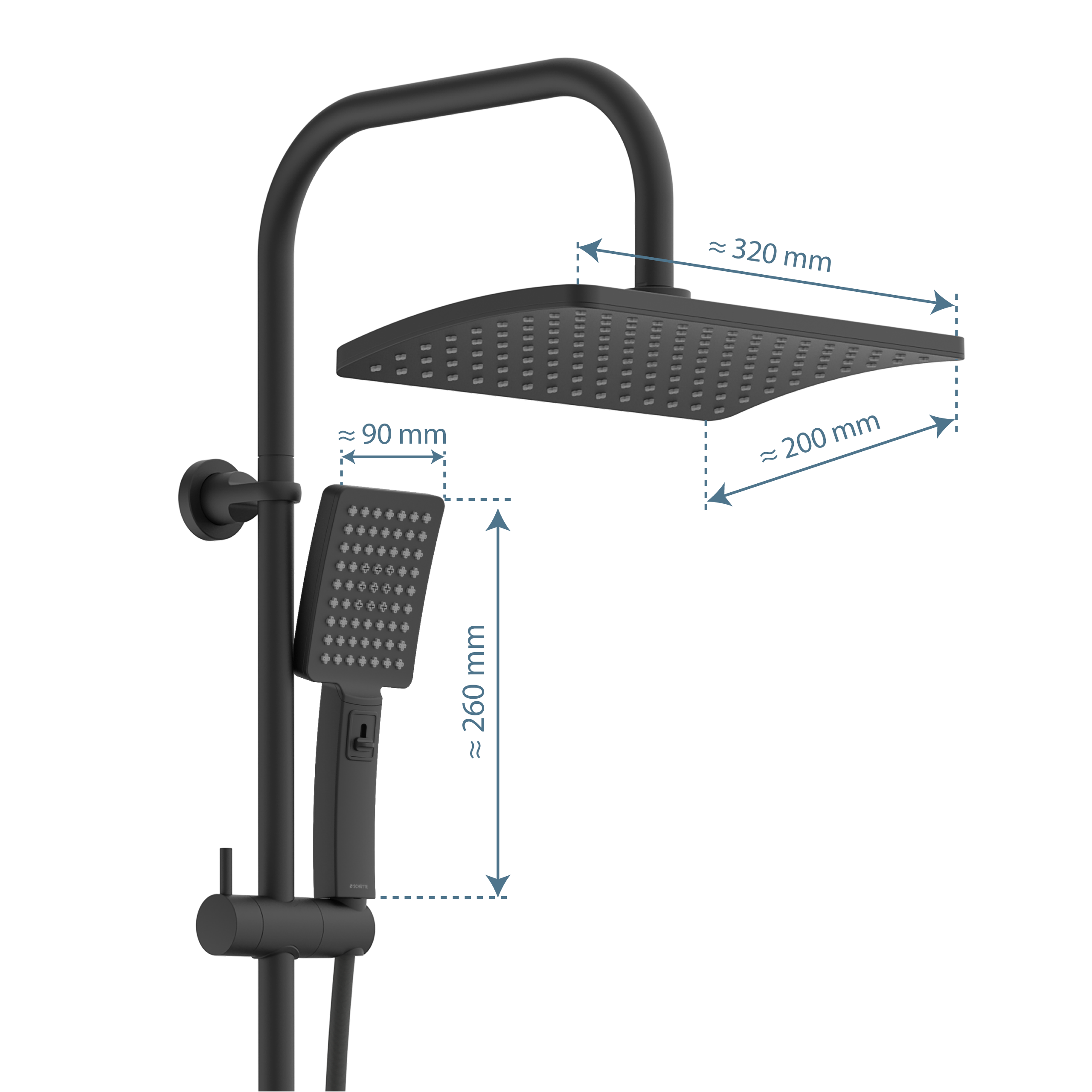 SCHÜTTE Überkopfbrauseset | Regendusche | Duschsystem | Duschset | Schwarz Chrom - Bild 8 von 15