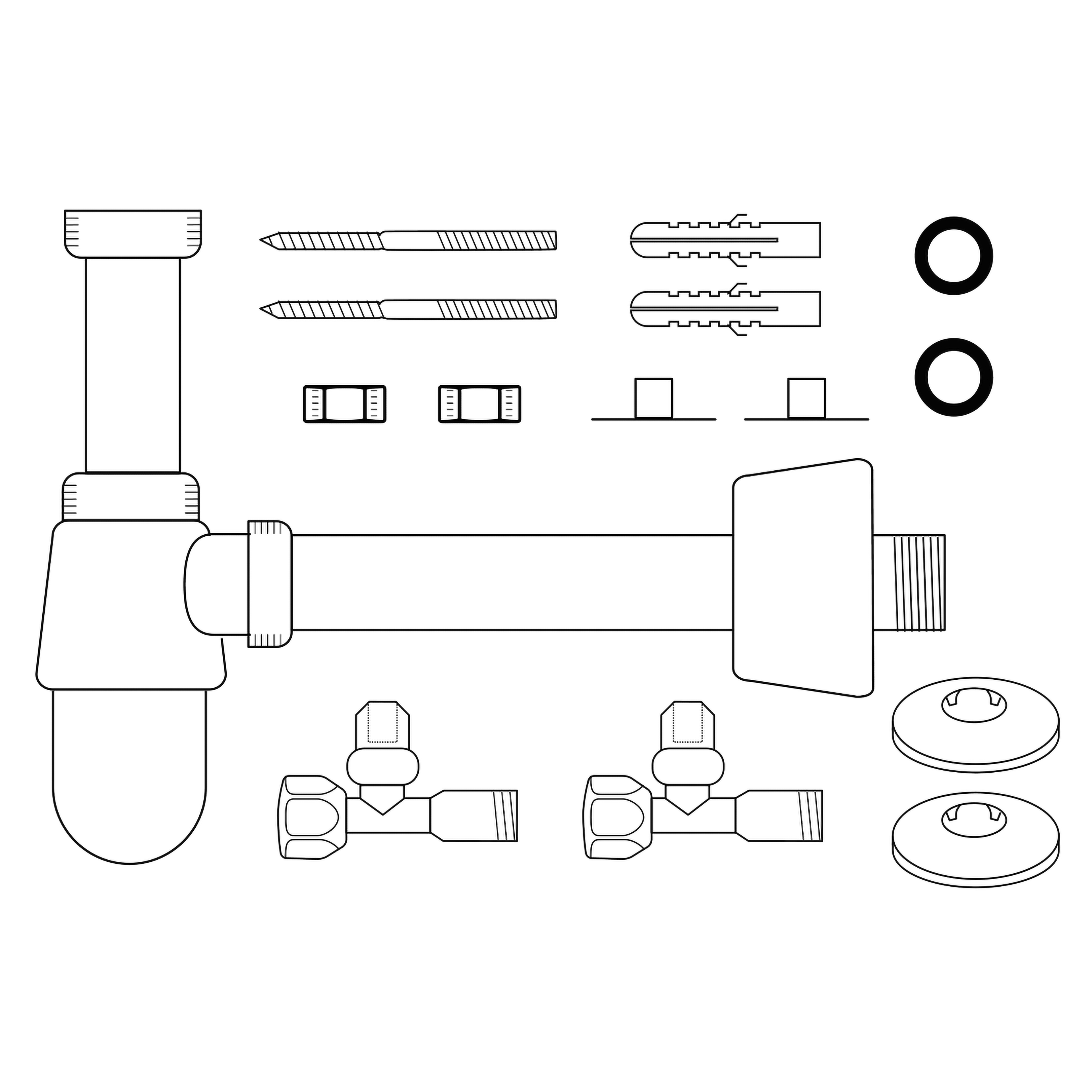 Waschtisch Anschluss Set | Flaschensiphon | 2 Eckventile | Universell passend - Bild 1 von 1