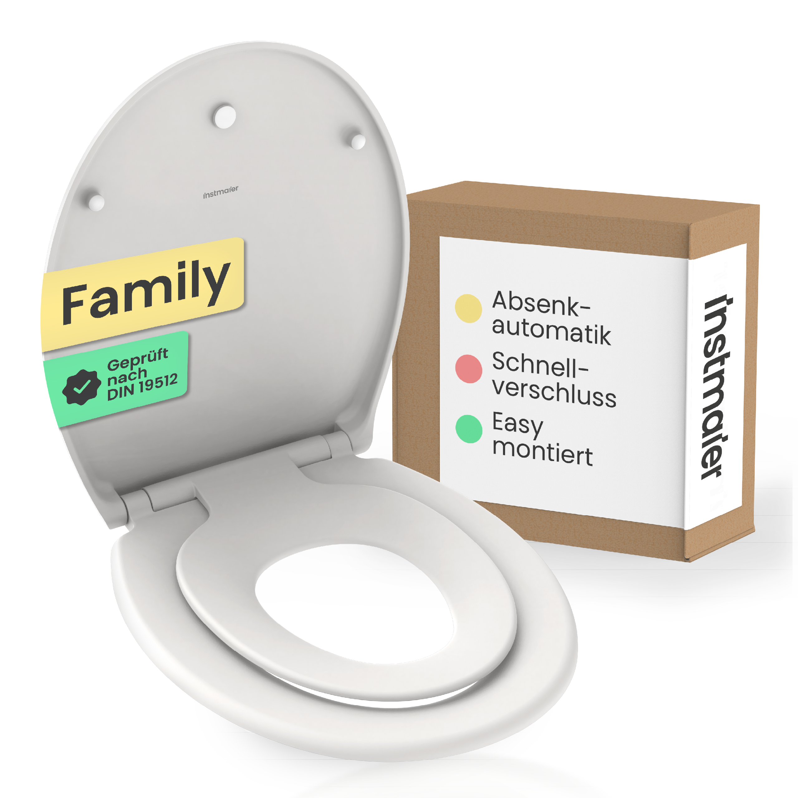 Family WC-Sitz | Toilettendeckel mit Absenkautomatik | mit Kindersitz